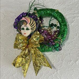 Mardi Gras Green and Gold Wreath